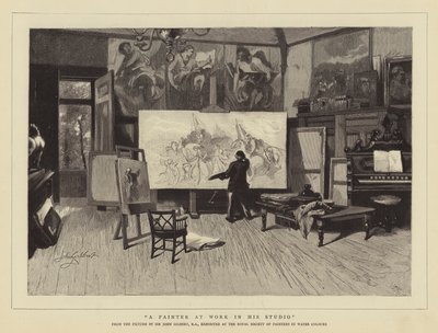Un peintre au travail dans son atelier - John Gilbert